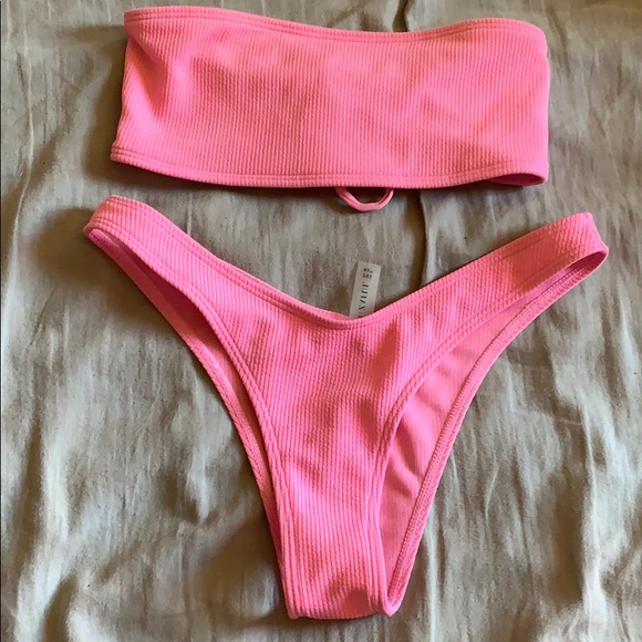Zaful Other - Zaful pink bandeau bikini